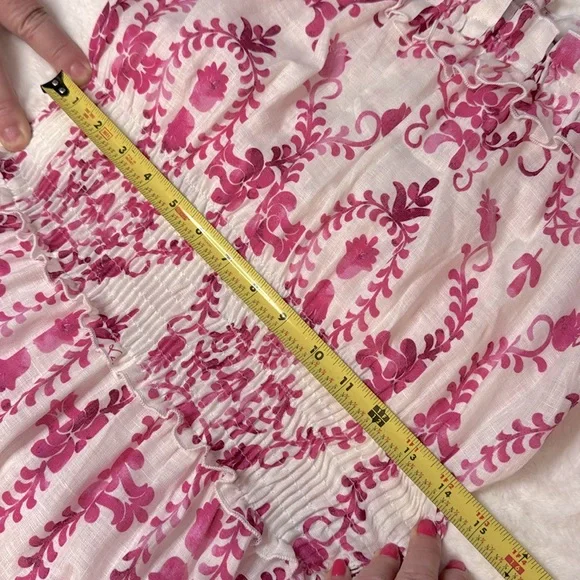 Luisa Positano Giorgio Mini Dress White & Pink Linen Amalfi Coast Italy Inspired - Picture 15 of 16